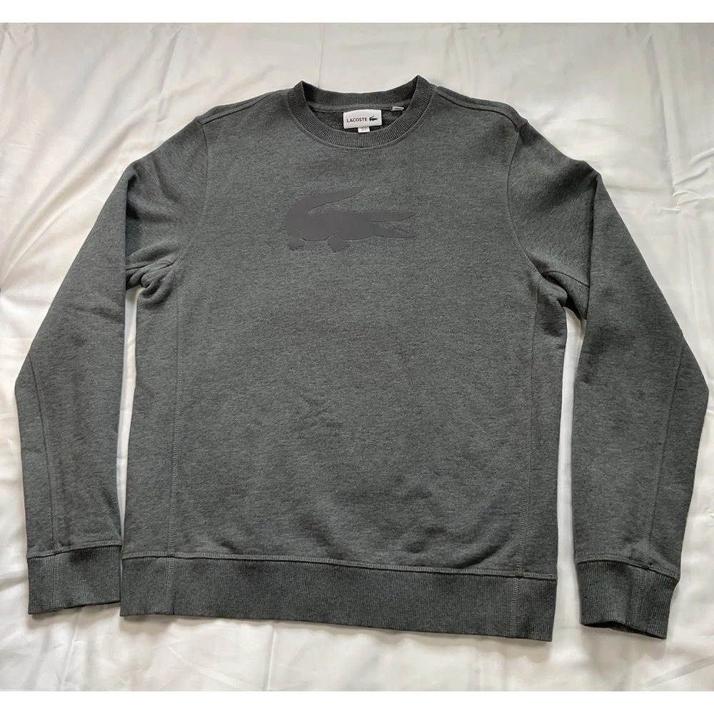 Lacoste Men's  Crew Neck Cotton‎ Sweatshirt Grey Size M